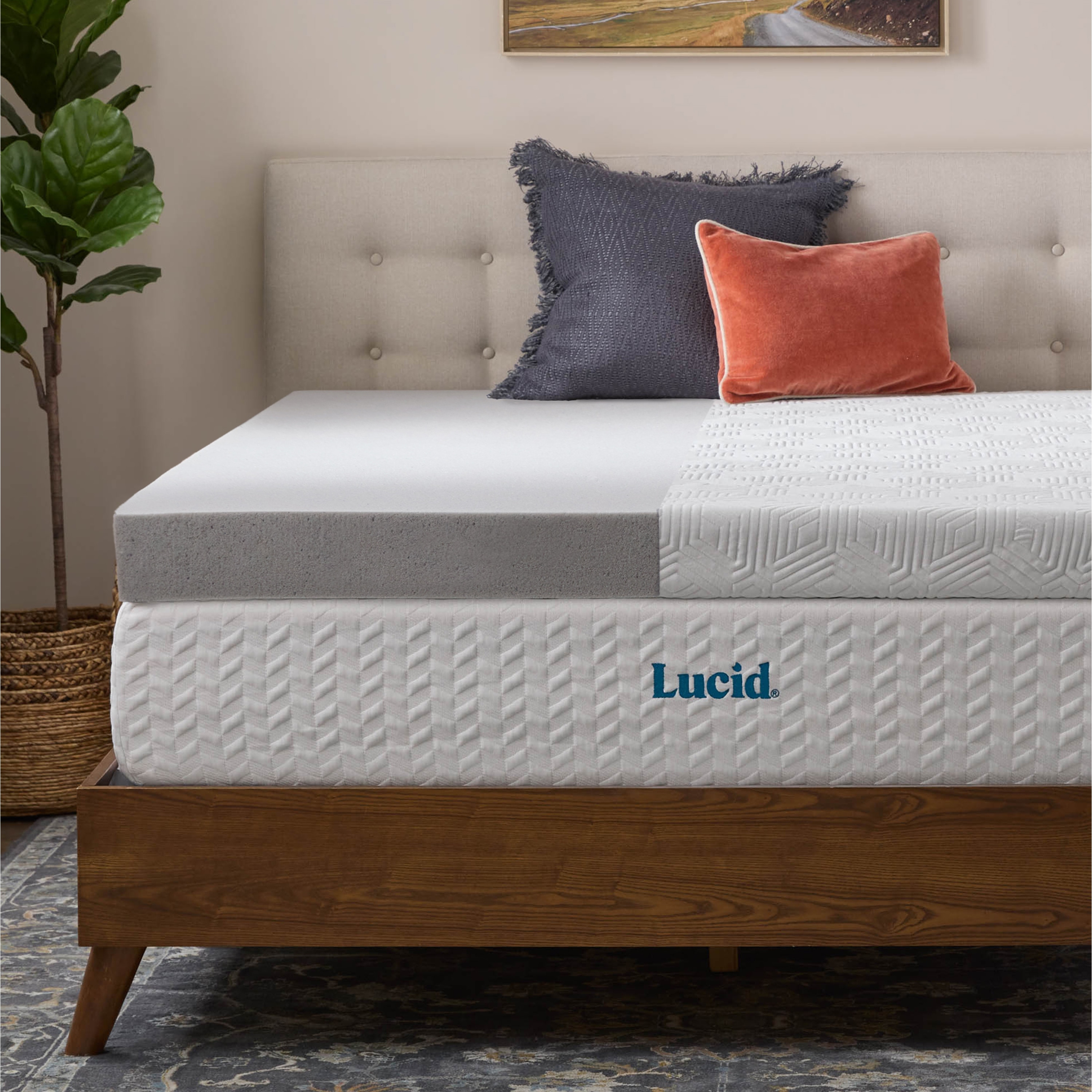 Lucid Comfort Collection Bamboo Charcoal and Gel Memory Foam Covered Mattress Topperundefined2 3 4 inch N A On Sale Bed Bath Beyond 40311657